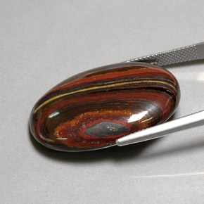 45.58캐럿 천연 멀티컬러 Tiger's Eye Matrix, 타원형 컷, 30.9×21.6 mm, 불투명체