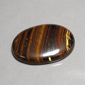 43.53캐럿 천연 멀티컬러 Tiger's Eye Matrix, 타원형 컷, 31×22.3 mm, 불투명체