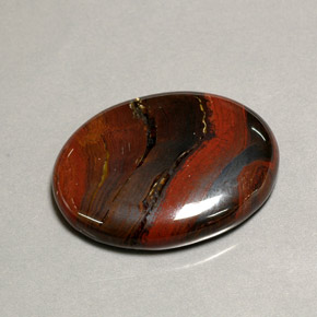 41.60캐럿 천연 멀티컬러 Tiger's Eye Matrix, 타원형 컷, 28.7×22.7 mm, 불투명체