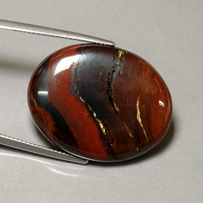 41.60캐럿 천연 멀티컬러 Tiger's Eye Matrix, 타원형 컷, 28.7×22.7 mm, 불투명체