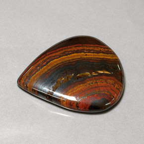 37.44캐럿 천연 멀티컬러 Tiger's Eye Matrix, 배 모양, 31×26.9 mm, 불투명체