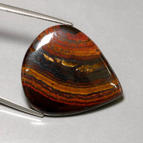 37.44캐럿 천연 멀티컬러 Tiger's Eye Matrix, 배 모양, 31×26.9 mm, 불투명체