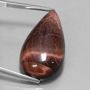 33.34캐럿 천연 멀티컬러 Tiger's Eye Matrix, 배 모양, 31.5×17.7 mm, 불투명체
