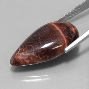 33.34캐럿 천연 멀티컬러 Tiger's Eye Matrix, 배 모양, 31.5×17.7 mm, 불투명체