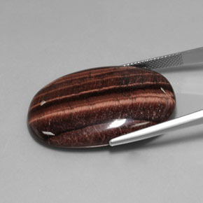 42.21캐럿 천연 멀티컬러 Tiger's Eye Matrix, 타원형 컷, 34.3×22.7 mm, 불투명체