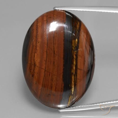 43.68ct 자연스러운 다색 호랑이 눈 매트릭스, 타원형, 불투명체