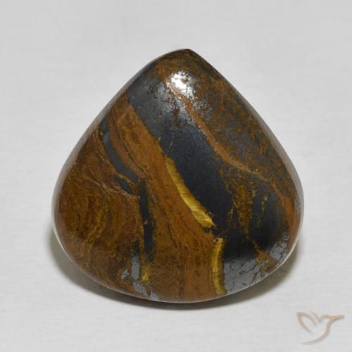 23.86ct 자연스러운 다색 호랑이 눈 매트릭스, 배 모양, 불투명체