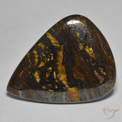 48.89ct 자연스러운 다색 호랑이 눈 매트릭스, 배 모양, 불투명체