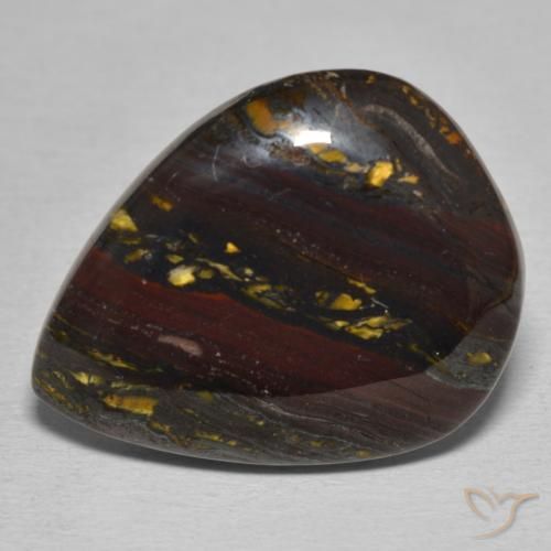 22.84ct 자연스러운 다색 호랑이 눈 매트릭스, 배 모양, 불투명체
