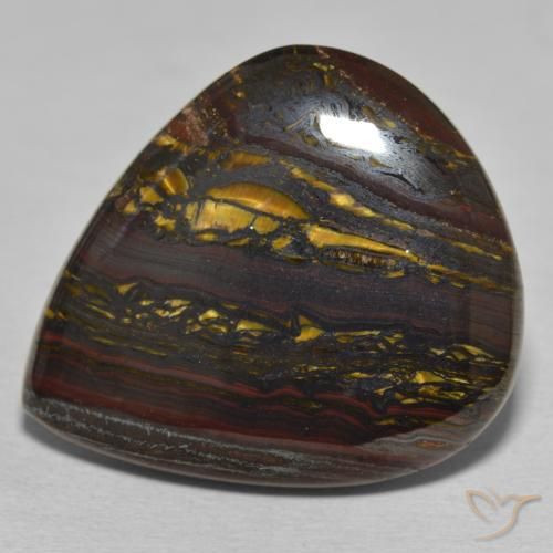46.28ct 자연스러운 다색 호랑이 눈 매트릭스, 배 모양, 불투명체