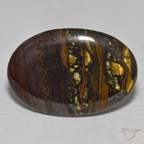 28.54ct 자연스러운 다색 호랑이 눈 매트릭스, 타원형, 불투명체