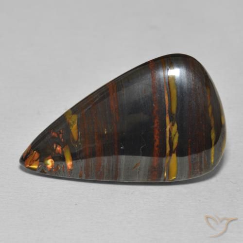 25.45ct 자연스러운 다색 호랑이 눈 매트릭스, 배 모양, 불투명체