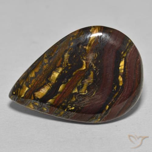 39.37ct 자연스러운 다색 호랑이 눈 매트릭스, 배 모양, 불투명체