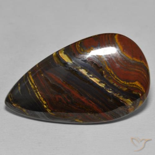 43.87ct 자연스러운 다색 호랑이 눈 매트릭스, 배 모양, 불투명체