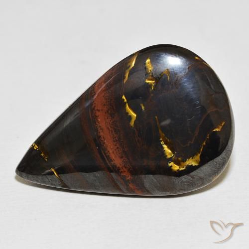 56.25ct 자연스러운 다색 호랑이 눈 매트릭스, 배 모양, 불투명체
