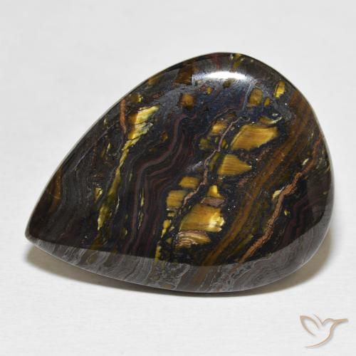 34.99ct 자연스러운 다색 호랑이 눈 매트릭스, 배 모양, 불투명체