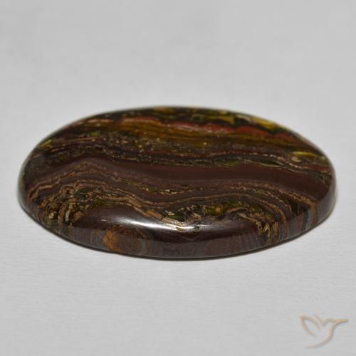 35.50캐럿 천연 Medium Dark-Brown 호랑이 눈 매트릭스, 타원형, 불투명체