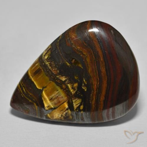 40.12ct 자연스러운 Medium Dark-Brown 호랑이 눈 매트릭스, 배 모양, 불투명체
