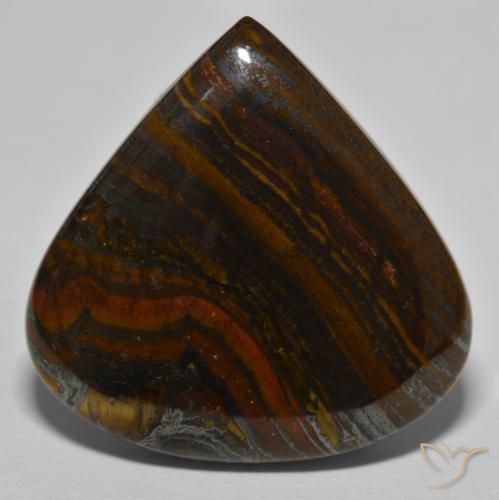 66.44ct 자연스러운 히코리 브라운 호랑이 눈 매트릭스, 배 모양, 불투명체