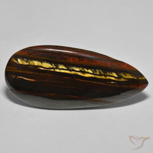 46.64ct 자연스러운 웜 브라운 호랑이 눈 매트릭스, 배 모양, 불투명체