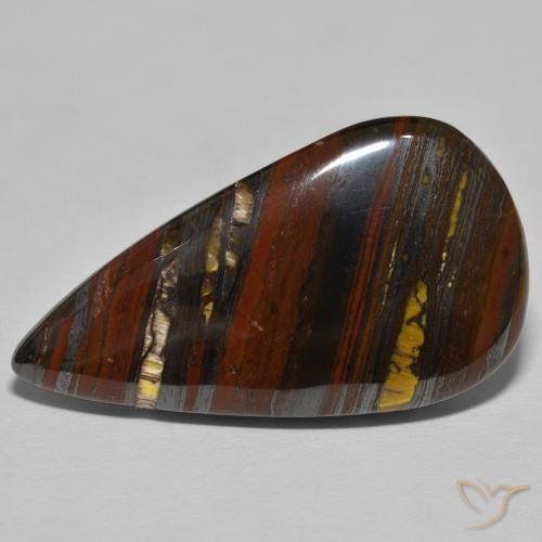 39.26ct 자연스러운 Medium Dark-Brown 호랑이 눈 매트릭스, 배 모양, 불투명체