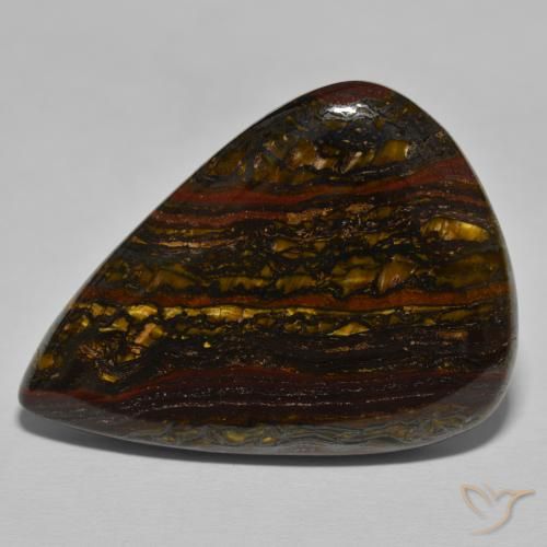 52.44ct 자연스러운 히코리 브라운 호랑이 눈 매트릭스, 배 모양, 불투명체