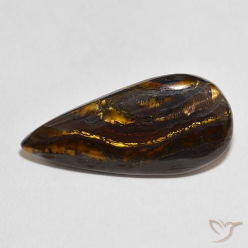 30.70ct 자연스러운 다색 호랑이 눈 매트릭스, 배 모양, 불투명체