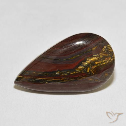 19.41ct 자연스러운 다색 호랑이 눈 매트릭스, 배 모양, 불투명체
