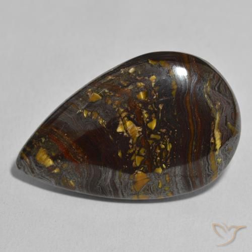46.57ct 자연스러운 다색 호랑이 눈 매트릭스, 배 모양, 불투명체