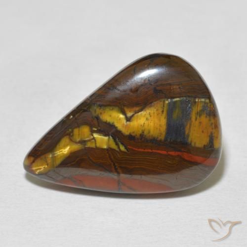 16.40ct 자연스러운 다색 호랑이 눈 매트릭스, 배 모양, 불투명체