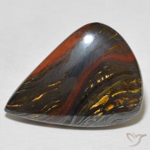 20.61ct 자연스러운 다색 호랑이 눈 매트릭스, 배 모양, 불투명체