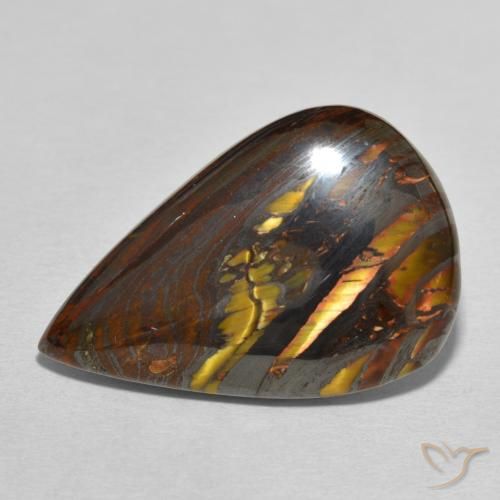 29.62ct 자연스러운 다색 호랑이 눈 매트릭스, 배 모양, 불투명체