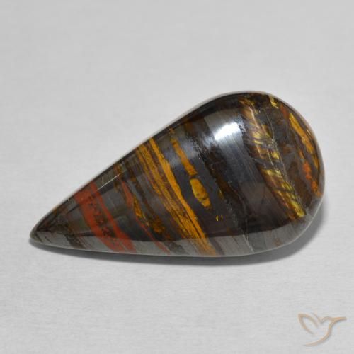 31.01ct 자연스러운 다색 호랑이 눈 매트릭스, 배 모양, 불투명체