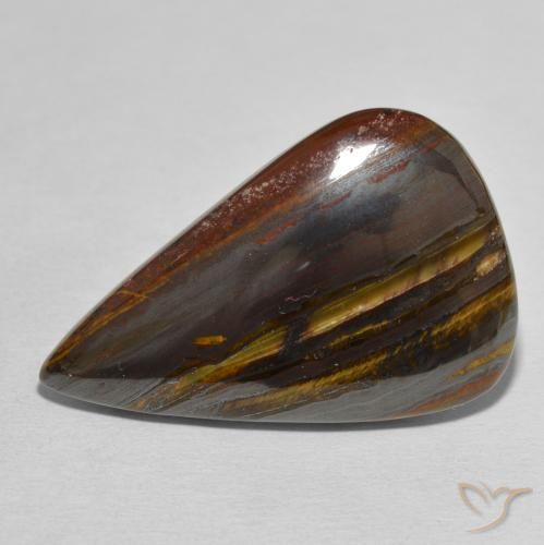 39.70ct 자연스러운 다색 호랑이 눈 매트릭스, 배 모양, 불투명체