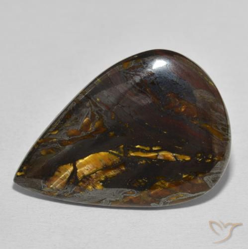 39.31ct 자연스러운 다색 호랑이 눈 매트릭스, 배 모양, 불투명체