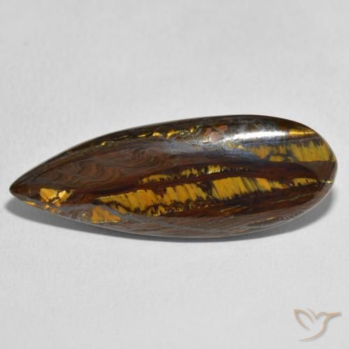 27.49ct 자연스러운 다색 호랑이 눈 매트릭스, 배 모양, 불투명체