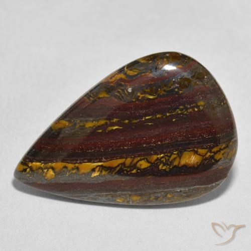 26.73ct 자연스러운 다색 호랑이 눈 매트릭스, 배 모양, 불투명체
