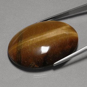75.77캐럿 천연 골드 브라운 Tiger's Eye, 타원형 컷, 40×29.9 mm, 불투명체