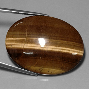 75.05캐럿 천연 골드 브라운 Tiger's Eye, 타원형 컷, 40.1×30 mm, 불투명체