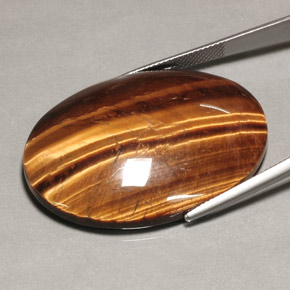 74.22캐럿 천연 골드 브라운 Tiger's Eye, 타원형 컷, 39.9×30 mm, 불투명체