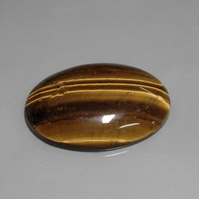 76.92캐럿 천연 골드 브라운 Tiger's Eye, 타원형 컷, 40×29.9 mm, 불투명체