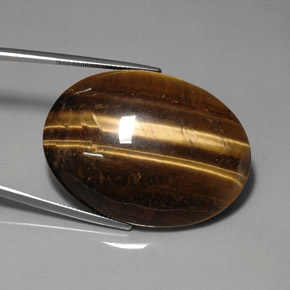 76.92캐럿 천연 골드 브라운 Tiger's Eye, 타원형 컷, 40×29.9 mm, 불투명체