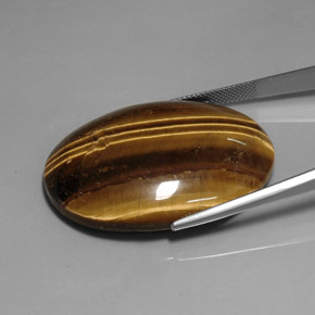 76.92캐럿 천연 골드 브라운 Tiger's Eye, 타원형 컷, 40×29.9 mm, 불투명체