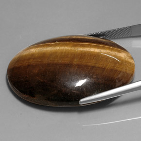 76.52캐럿 천연 골드 브라운 Tiger's Eye, 타원형 컷, 39.9×29.9 mm, 불투명체