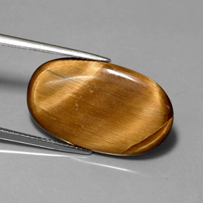 10.07캐럿 천연 골드 브라운 Tiger's Eye, 타원형 컷, 24.4×14.6 mm, 불투명체