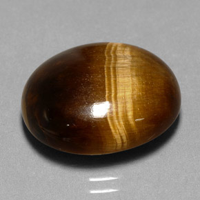 11.35캐럿 천연 골드 브라운 Tiger's Eye, 타원형 컷, 17.2×14.5 mm, 불투명체