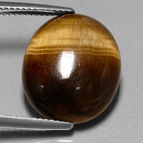 11.35캐럿 천연 골드 브라운 Tiger's Eye, 타원형 컷, 17.2×14.5 mm, 불투명체