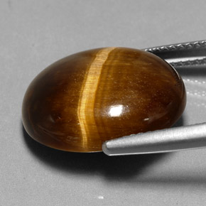 11.35캐럿 천연 골드 브라운 Tiger's Eye, 타원형 컷, 17.2×14.5 mm, 불투명체