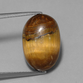 12.90캐럿 천연 골드 브라운 Tiger's Eye, 타원형 컷, 17.8×11.8 mm, 불투명체