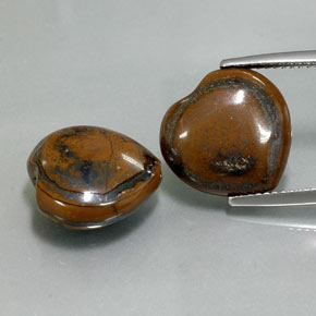 캐럿 천연 멀티컬러 Tiger's Eye 보석, 하트 모양, 13.9×13.5 mm, 불투명체